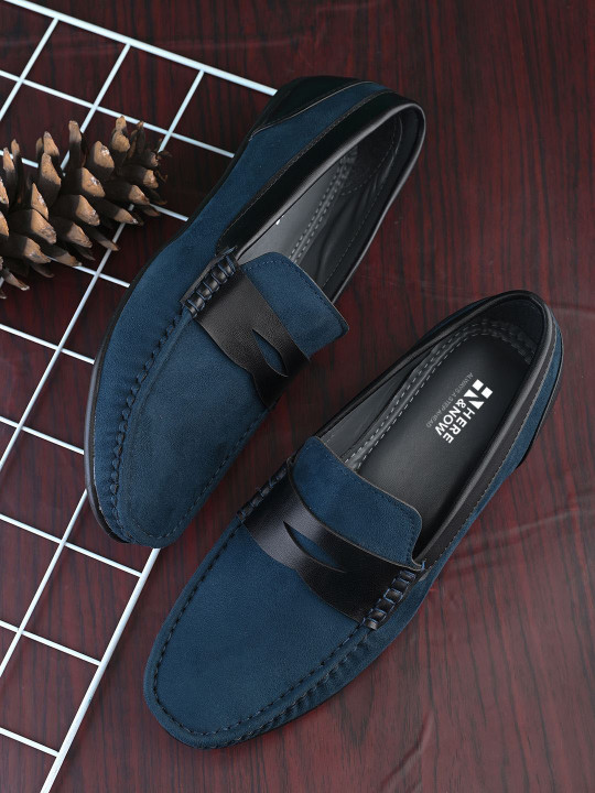 HERE&NOW Men Textured Slip-On Penny Loafers