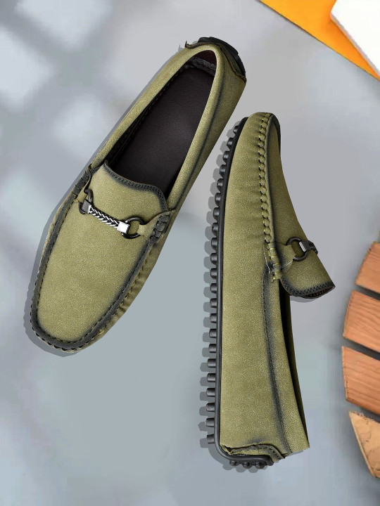 Vask Men Slip-On Textured Horsebit Loafers