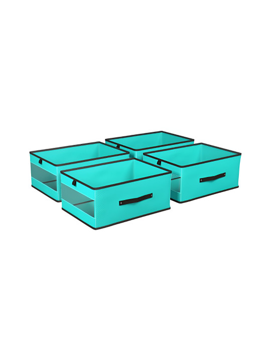 Aura Green & Black 4 Pieces Foldable Drawer Organisers