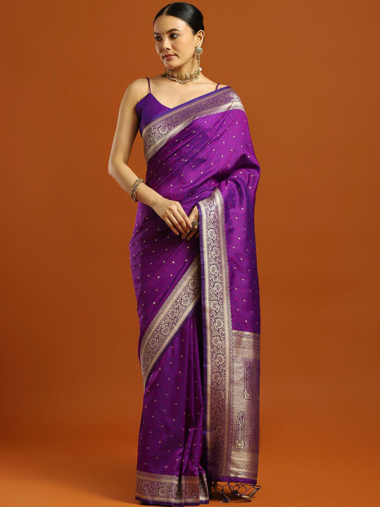 Mitera Woven Embellished Pure Silk Kanjivaram Saree with Blouse