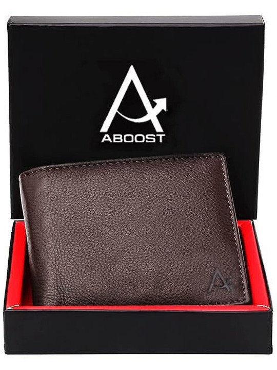 ABOOST Men RFID Protected Leather Two Fold Wallet