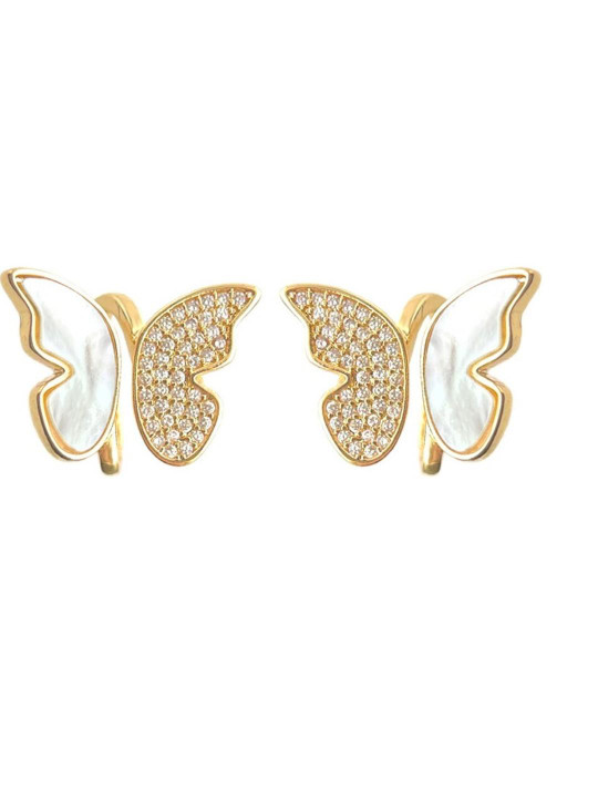 AKISON JEWELS Gold Plated Butterfly Studs Earrings