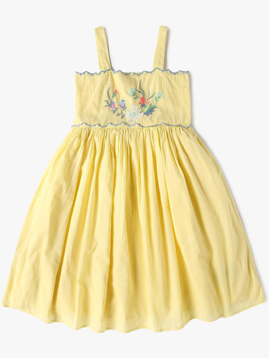 GAP Girls Embroidered Sleeveless Cotton Fit & Flare Midi Dress