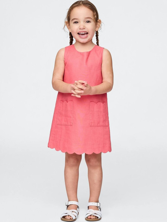 GAP Girls Round Neck Utility Pockets Shift Dress