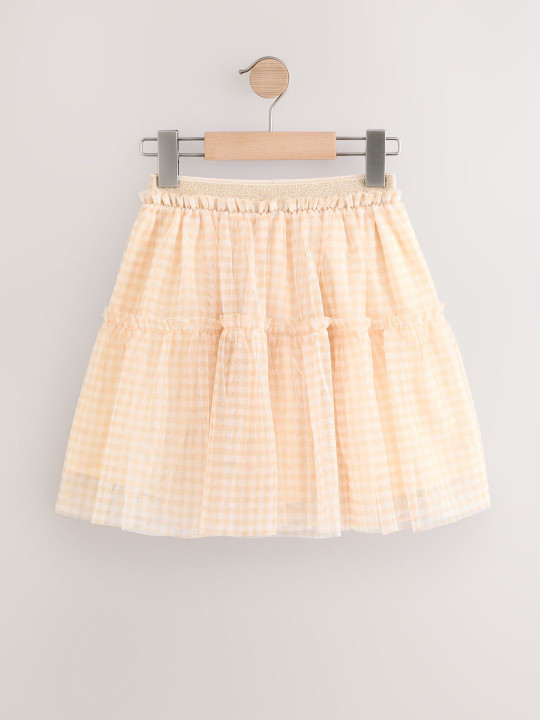 NEXT Girls Checked Tiered Knee Length Tiered Skirt