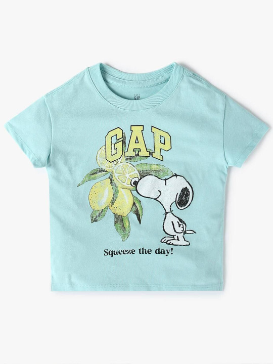 GAP Girls Graphic Printed Relaxed-Fit Crew-Neck Pure Cotton T-Shirt