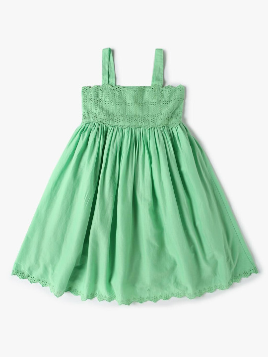 GAP Embroidered Cotton Square Neck Sleeveless Midi Dress
