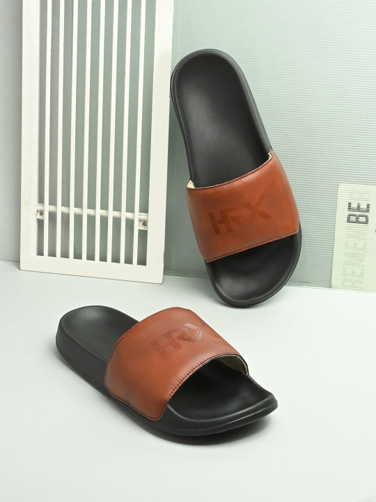 HRX by Hrithik Roshan Brand Logo Printed Sliders