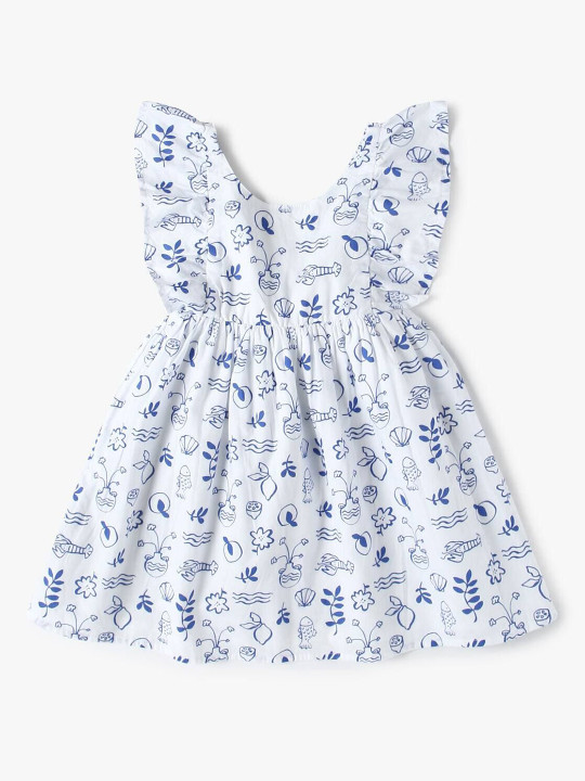 GAP Girls Floral Printed A-Line Round Neck Dress