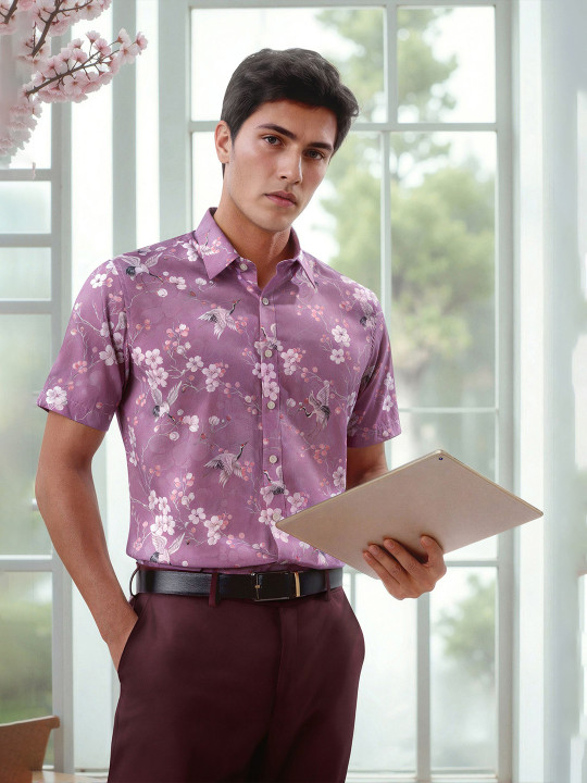 Louis Philippe Men Slim Fit Floral Printed Formal Shirt