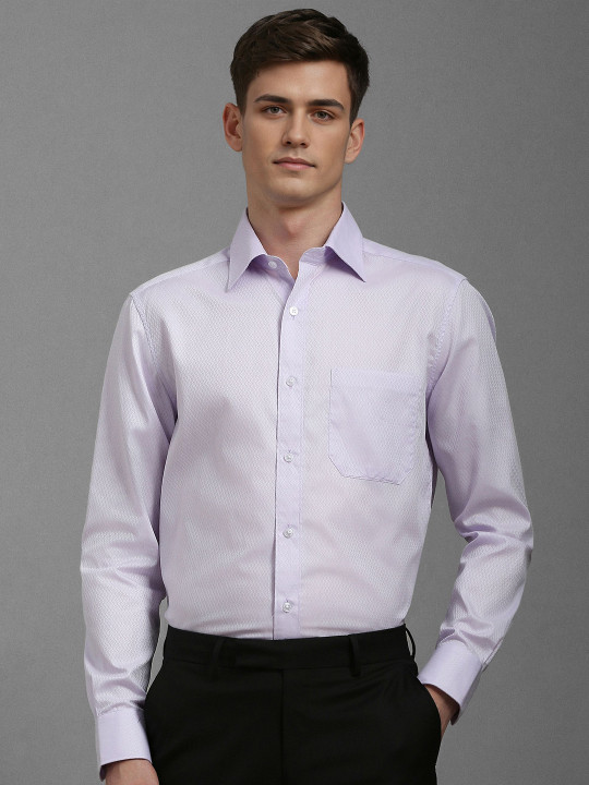 Louis Philippe Men Classic Slim Fit Textured Spread Collar Pure Cotton Formal Shirt