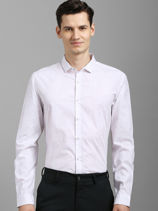 Louis Philippe Ath.Work Textured Spread Collar Long Sleeves Regular Fit Formal Shirt