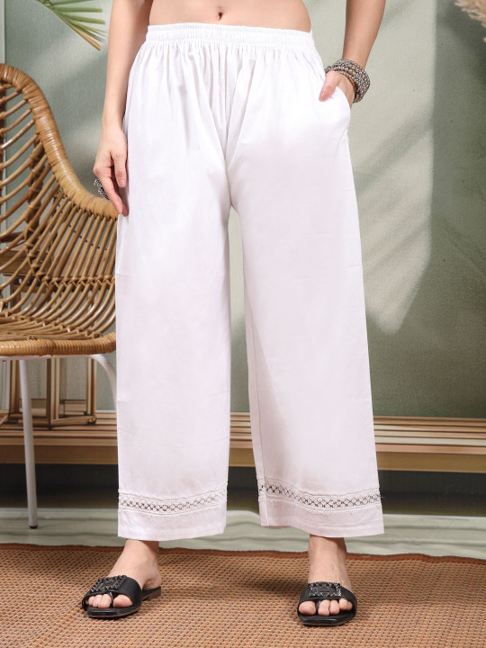 Clora Creation Women Hem Design Cotton Ethnic Palazzos