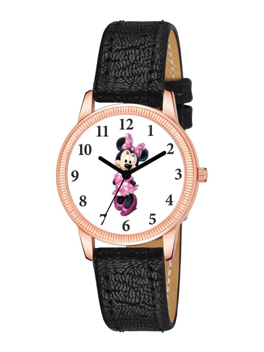 Gopal Shopcart Unisex Round Dial & Bracelet Style Analogue Watch C25RG MIKI1 BLK Leather