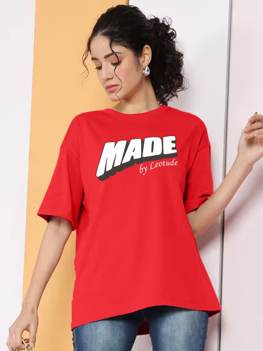 Leotude Women Graphic Printed Drop-Shoulder Sleeves T-shirt