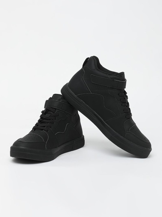Snitch Men Solid Round Toe Mid-Top Lace-Ups Regular Sneakers