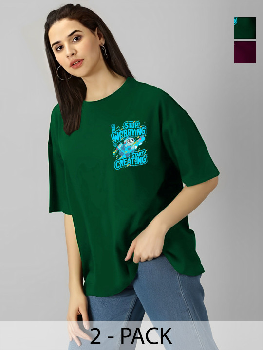 Kushi Flyer Women 2 Printed Monochrome Pockets T-shirt