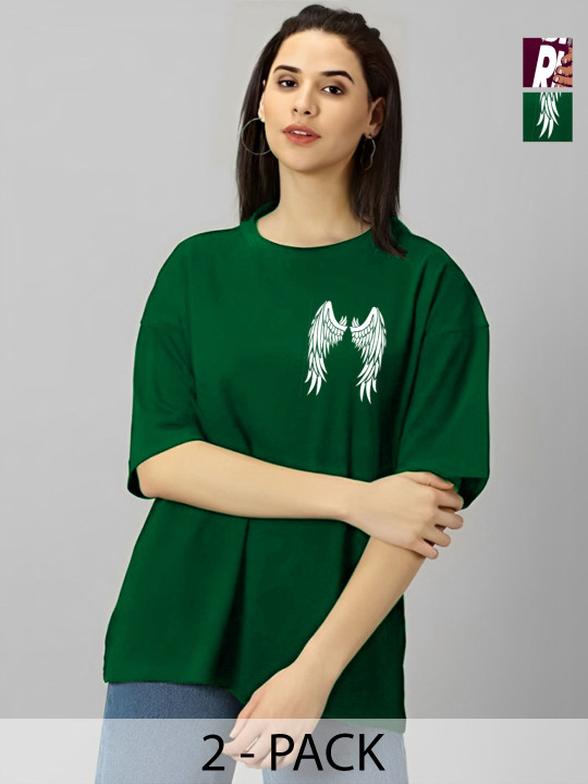 SZN Women Oversized Graphic Round Neck T-shirt