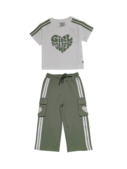 Gini and Jony Girls Printed Round Neck Short Sleeves T-shirt With Trousers