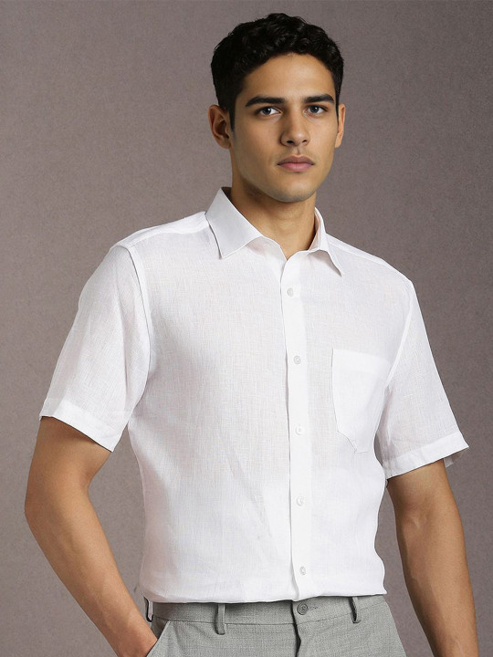 Louis Philippe Textured Pure Linen Formal Shirt