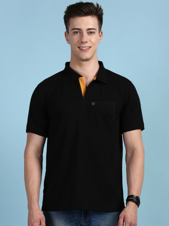 Lux Cozi Men Solid Polo Collar Cotton T-shirt