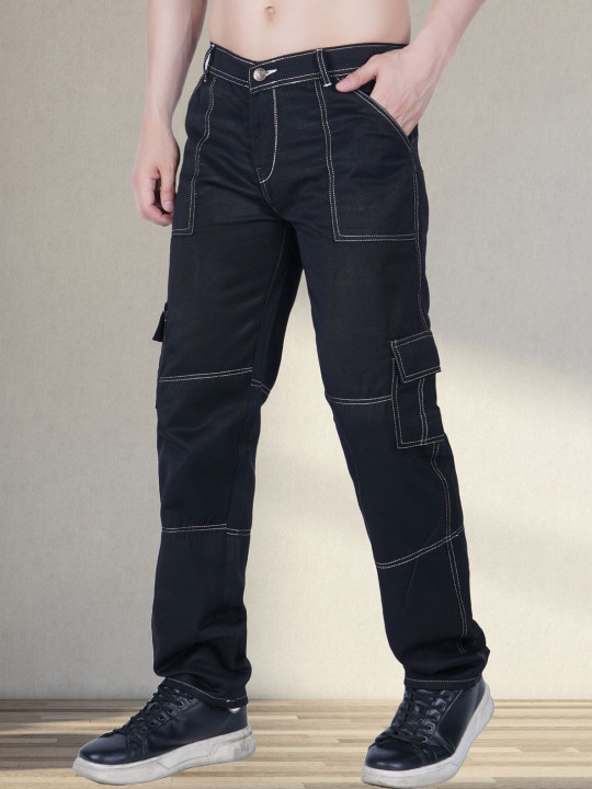 LINARIA Men Classic Tapered Fit Slash Knee Jeans