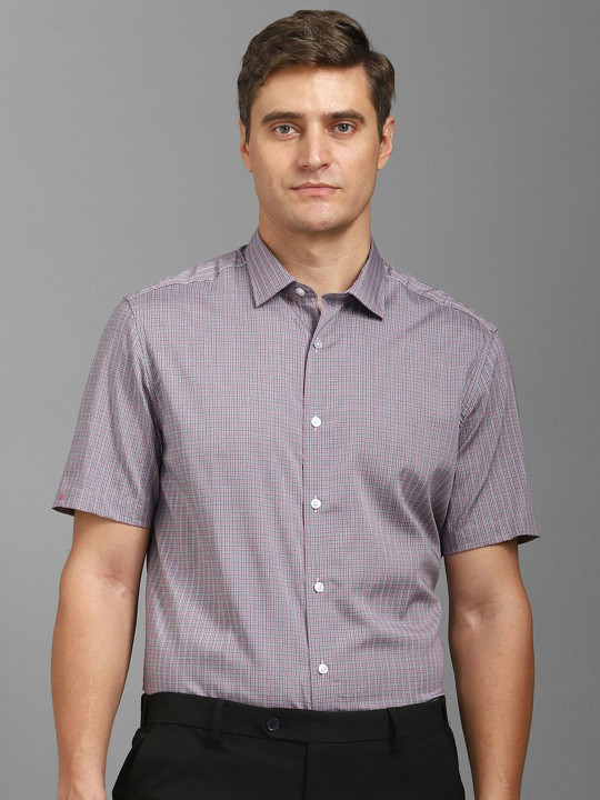 Louis Philippe Men Regular Fit Spread Collar Micro Checked Formal Shirt