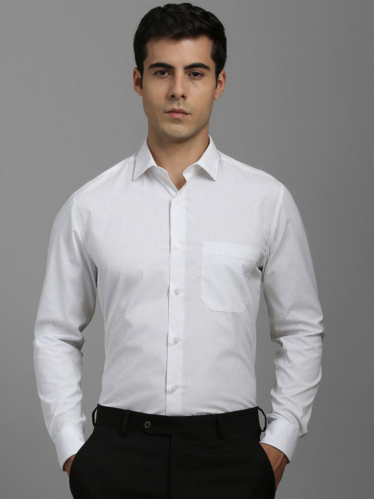 Louis Philippe Men Classic Slim Fit Spread Collar Solid Cotton Formal Shirt