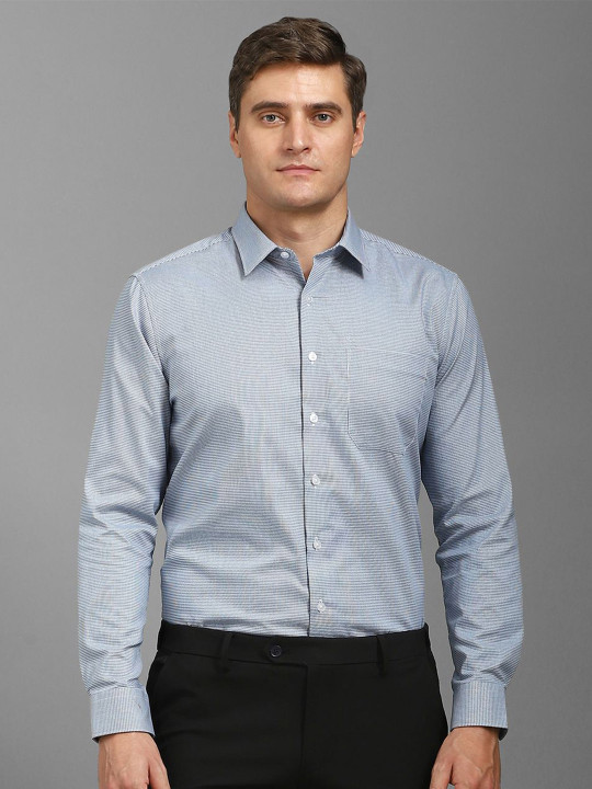 Louis Philippe Men Slim Fit Spread Collar Micro Ditsy Printed Cotton Formal Shirt