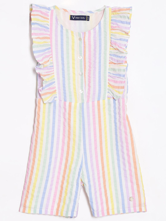 Allen Solly Junior Girls Striped Basic Cotton Jumpsuit