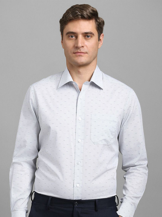Louis Philippe Men Spread Collar Geometric Printed Cotton Formal Shirts