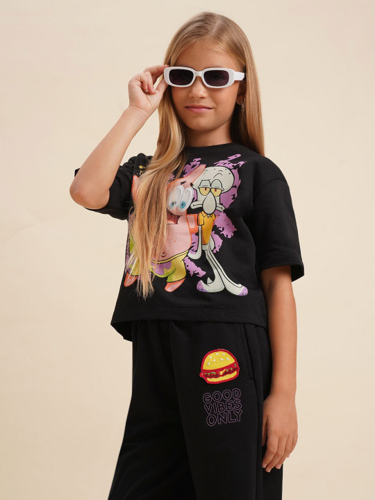 Vero Moda Girls Printed Cotton Oversized T-shirt