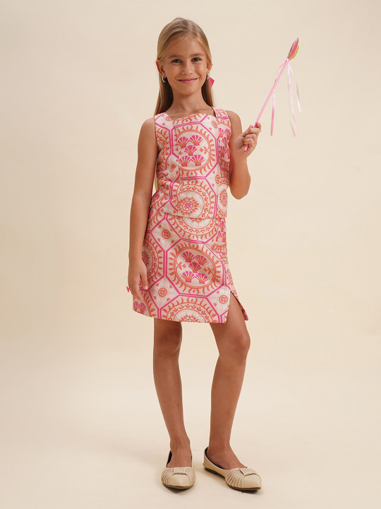 Vero Moda Girls Printed Pure Cotton A-Line Knee Length Skirt