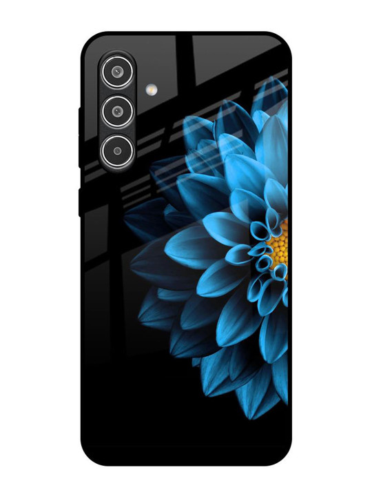 QRIOH Half Blue Flower Real Samsung Galaxy A36 5G Impact Resistant Back Case