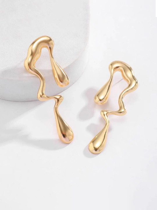 Jewels Galaxy Stainless Steel Gold-Plated Contemporary Drop Earrings