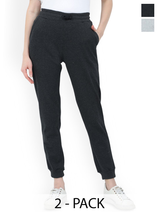 Honeysuckle by Cotton Colors Women Pack Of 2 Cotton Relaxed Fit Mid-Rise Joggers