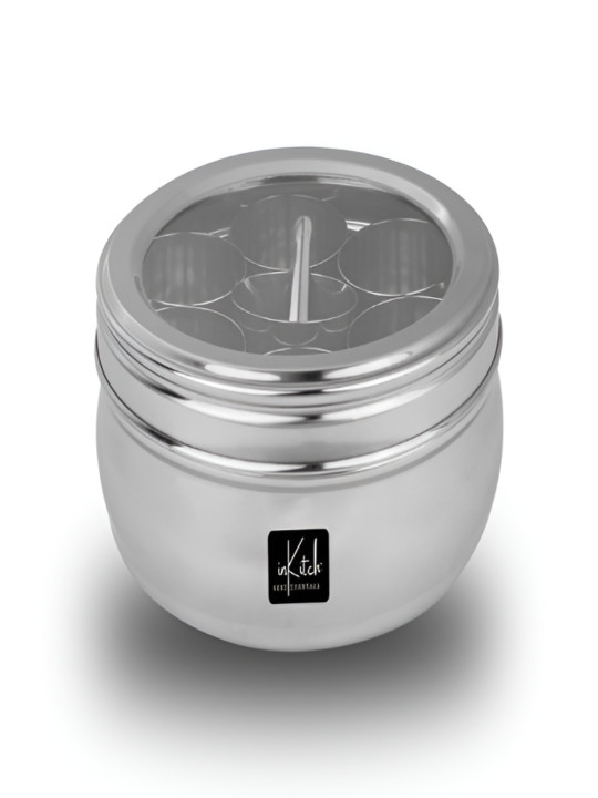 inKitch Silver-Toned Stainless Steel Dishwasher Safe Spice Box 1500ml