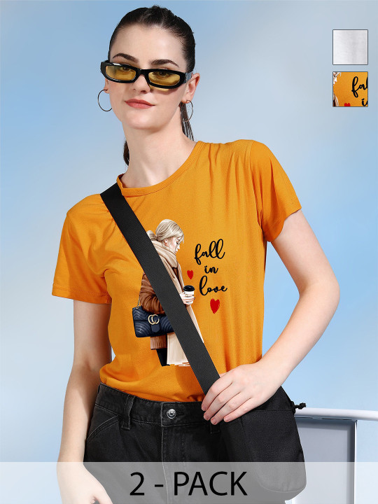 Metronaut Women 2 Printed Bio Finish Raw Edge T-shirt