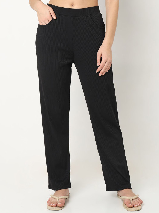 Smarty Pants Women Straight-Fit Mid-Rise Cotton Lounge Pants