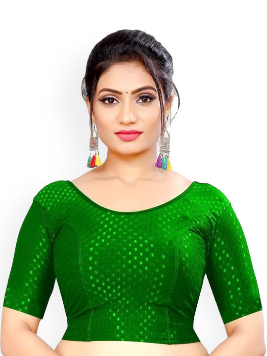 SS Sanket Synthetics Women Woven Design Boat Neck Slip On Saree Blouse
