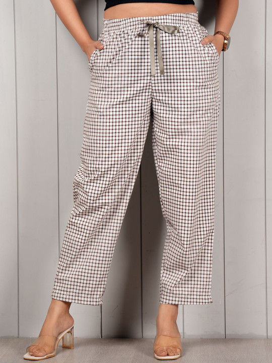 Style Shoes Women Checked Cotton Lounge Pants