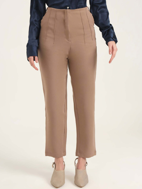 AMSWAN Women Smart High-Rise Pleated Trousers