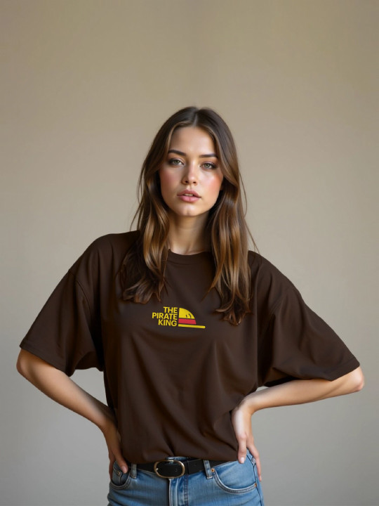 TOGS & TERRE Women Graphic Printed Round Neck Cotton Oversized T-shirt