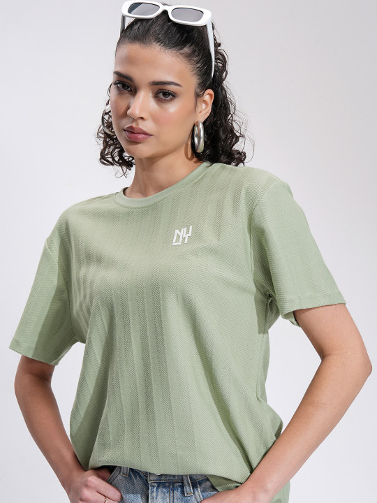 Tokyo Talkies Women Typography Printed Round Neck Oversized T-shirt
