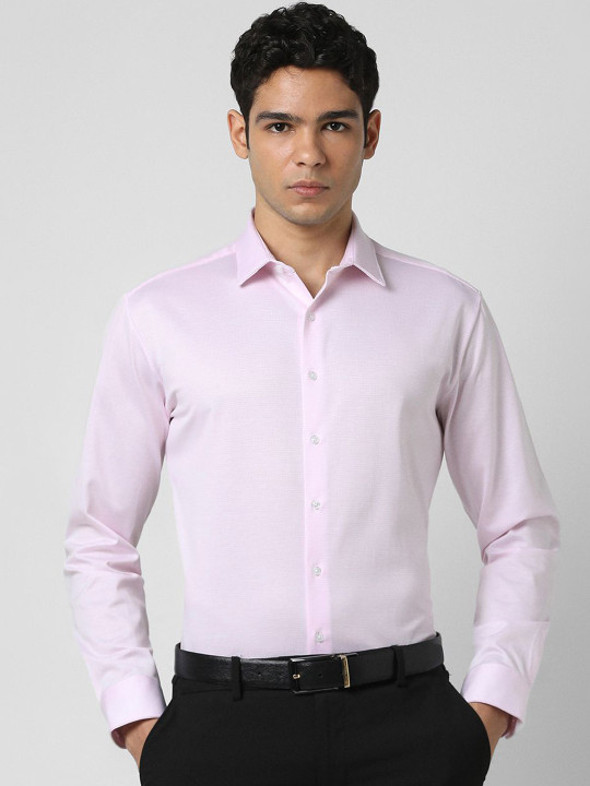 Van Heusen Men Spread Collar Solid Cotton Formal Shirt