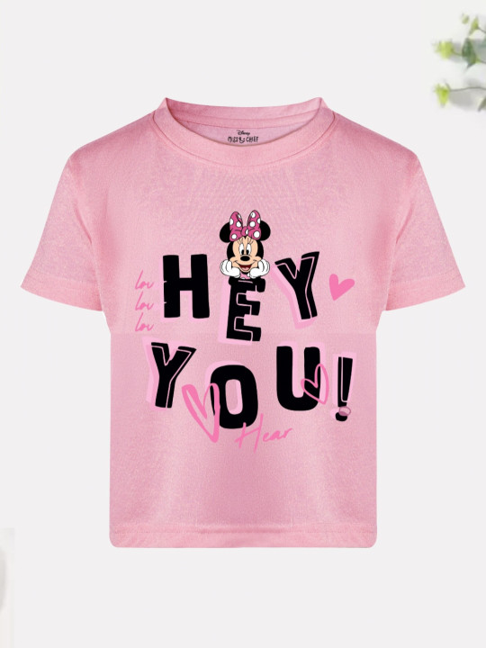 Disney By Miss and Chief Girls Minnie Mouse Bio Finish Graphic Printed Cotton T-shirt