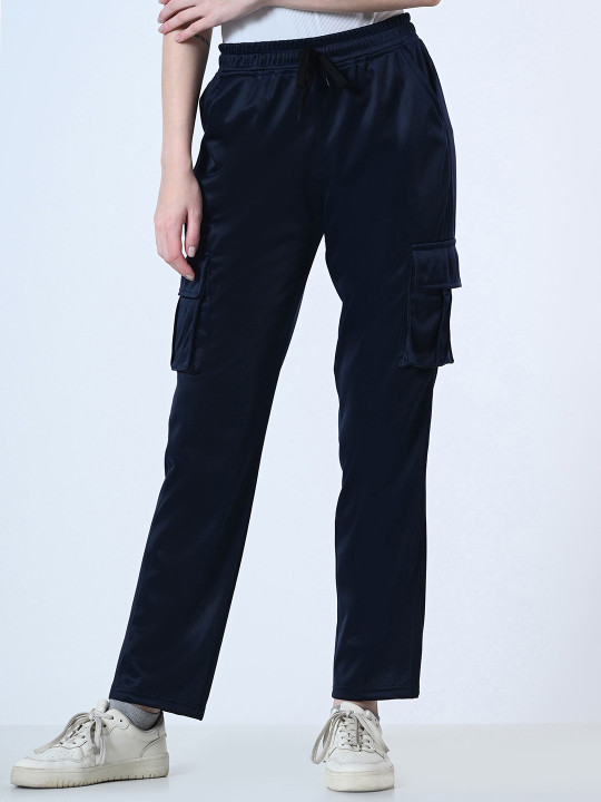 BAESD Women Mid Rise Regular Fit Cargo Track Pant