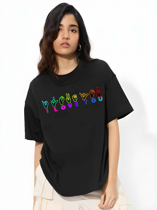 Moda Rapido Women Graphic Printed Round Neck Cotton Oversized T-shirt