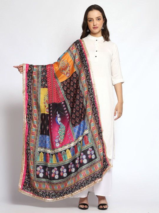 WEAVERS VILLA Ethnic Motifs Printed Art Silk Dupatta