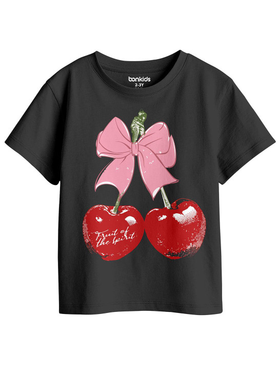 BonOrganik Girls Graphic Printed Round Neck Cotton T-shirt